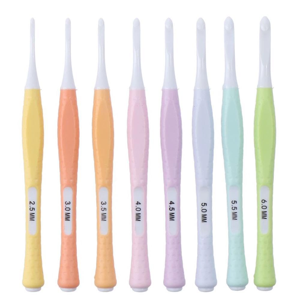 8 個のかぎ針編みフックセット、さまざまなサイズの針セット、ソフトグリップかぎ針編みフック、編み物用 DIY クラフト糸織りツール、クラフトプロジェクト