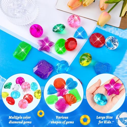 Image of 30 Pcs Large Diving Gems Pool Toys Pirate Treasure for Boy Girls | Colorful Acrylic Diamond, Pool Gems, Fake Gemstones, Summer Underwater Toys, Swimming Training Gifts, Water Pool Play Games