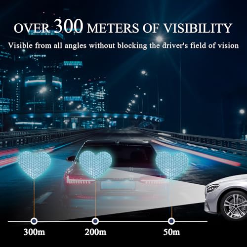 Image of 10PCS Vinyl Decal for Cars, High Intensity Reflective Sticker Night Safety Sign Bumper Decals, Waterproof Grid Vinyl Stickers Scratch Cover for Auto Window Laptop (Heart, Green)