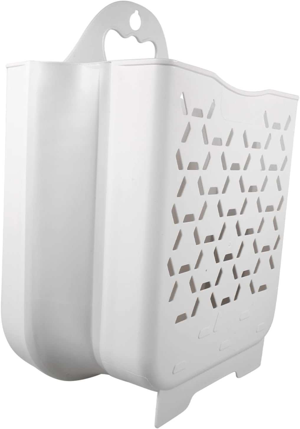 Collapsible Wall Mount Laundry Basket Medium White Folding Dirty Clothes Storage Container Space Saving Bathroom Hanging Hamper Organizer Material