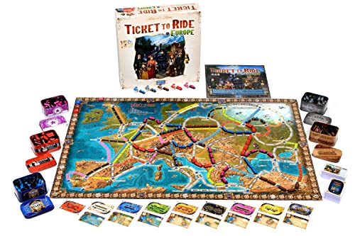 Ticket to Ride Europe 15th Anniversary DELUXE EDITION Board Game - Strategy Game, Family Game for Kids & Adults, Ages 8+, 2-5 Players, 30-60 Minute Playtime, Made by Days of Wonder