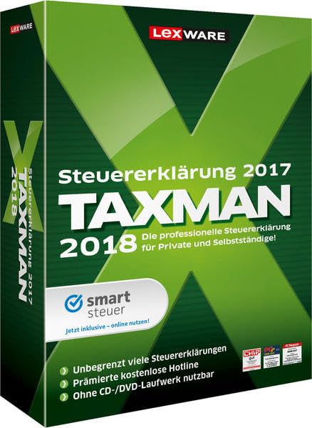 Lexware Taxman 2018 für das Steuerjahr 2017|Übersichtliche Steuererklärungssoftware für Arbeitnehmer, Familien, Studenten und im Ausland Beschäftigte|Kompatibel mit Windows 7 oder aktueller