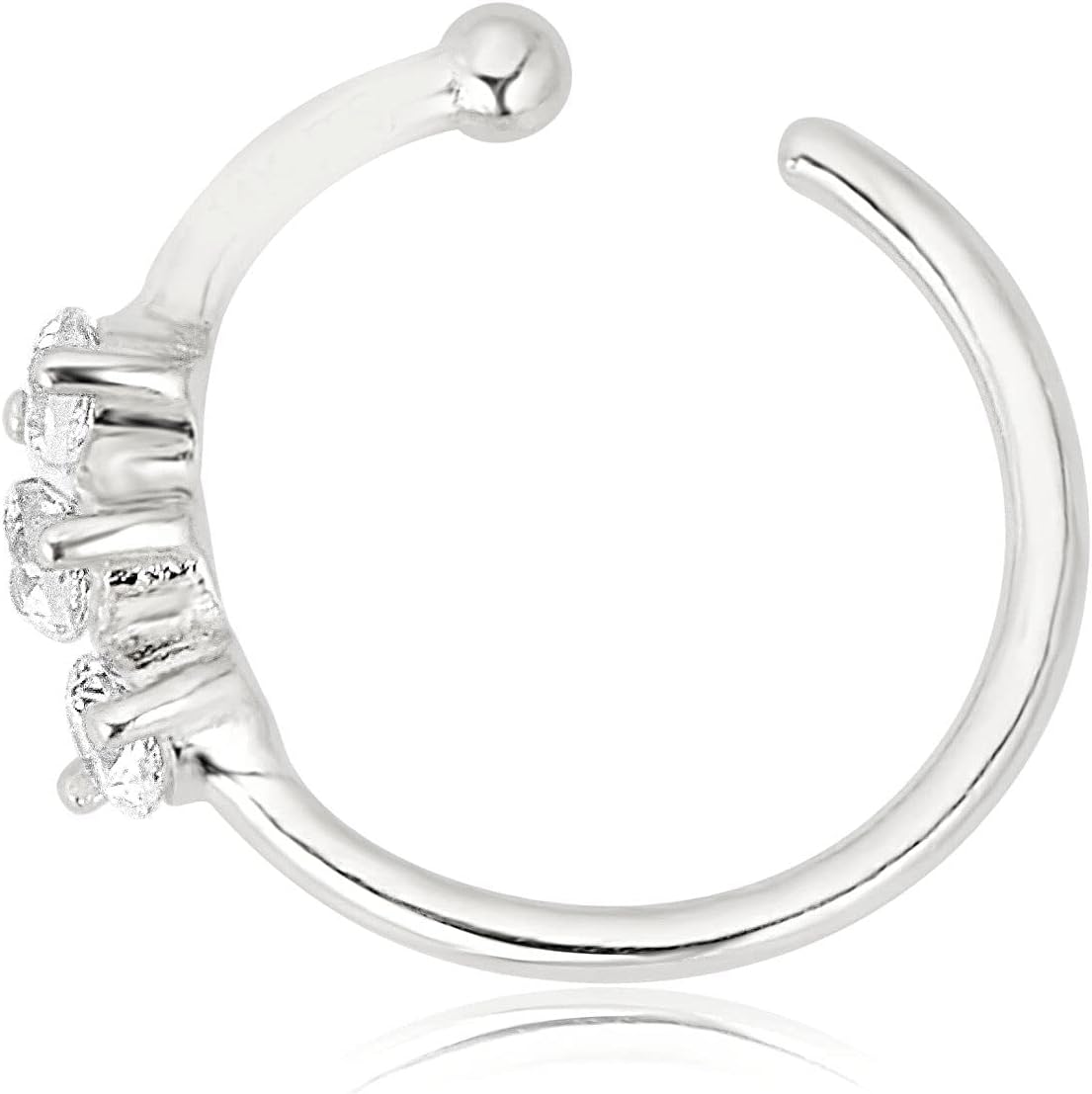 AVORA 14K Gold Simulated Diamond CZ Nose Ring Hoops (20 Gauge)