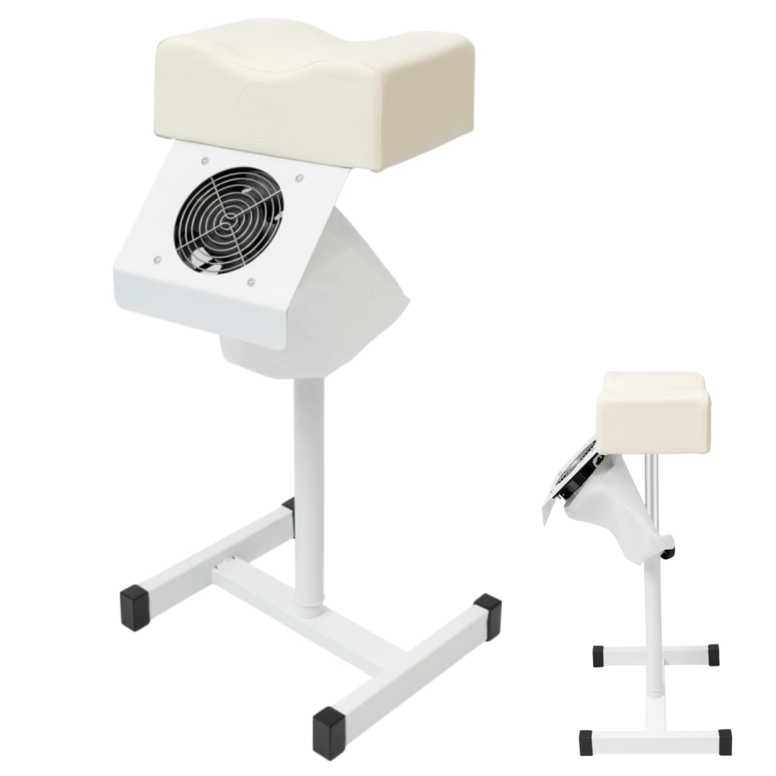 Pedicure Manicure Footrest, Height Adjustable Pedicure Foot Stool with Dust Extractor Fan & Bag, Foot Massage Manicure Nail Beauty Stool Stand for Home Beauty Salon Spa Tattoo (White)-image-46