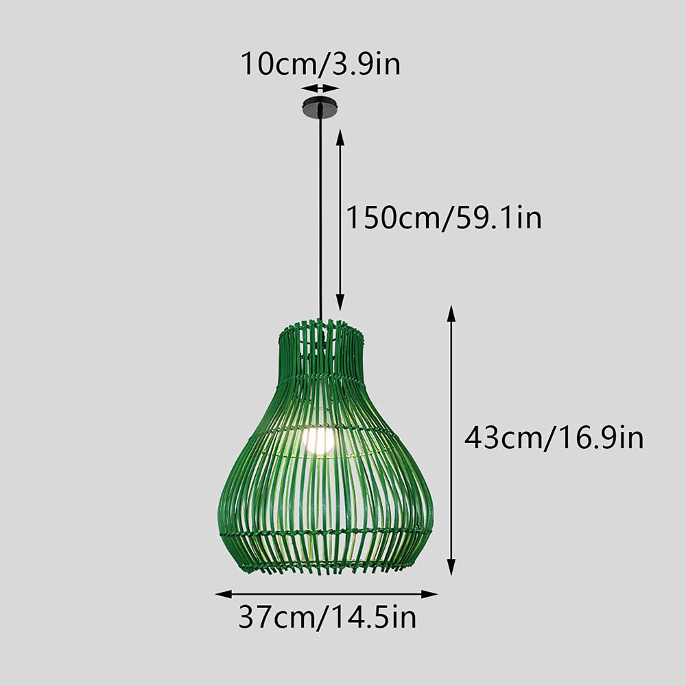 Restaurante nórdico Lámpara Colgante Personalidad Creativa Tejido a Mano Ratán Lámparas de luz Colgantes Sala de Estar Simple Casa de Familia Iluminación de Techo de ratán,Verde