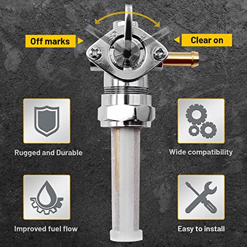 Bomling Fuel Petcock Gas Tank On Off Compatible With Harley Dyna Fatboy Heritage Softail Springer Sport Glide Sportster 883 1000 Super Glide Low Rider,Silver #TOP5