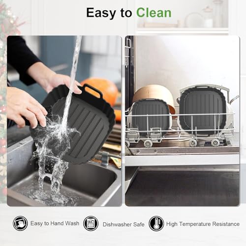 Image of Square Silicone Air Fryer Liners for Ninja Crispi FN101GY FN101SG FN101ST FN101MT FN101PL Large for 4Qt, Small for 6Cup, Reusable Basket Trays, 4-in-1 Portable Glass Airfryer Accessories