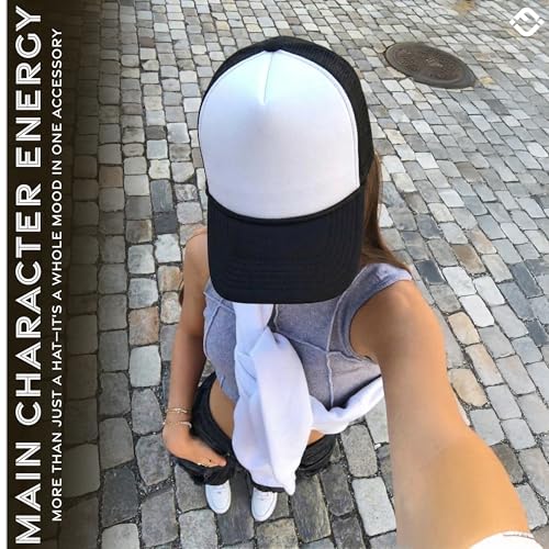Image of Funky Junque Blank Mesh Foam Lightweight Snapback Trucker Hat | Lightweight Foam Trucker Hat with Breathable Mesh Back, Golf Beach and Street Style, Trendy Trucker Hats for Men