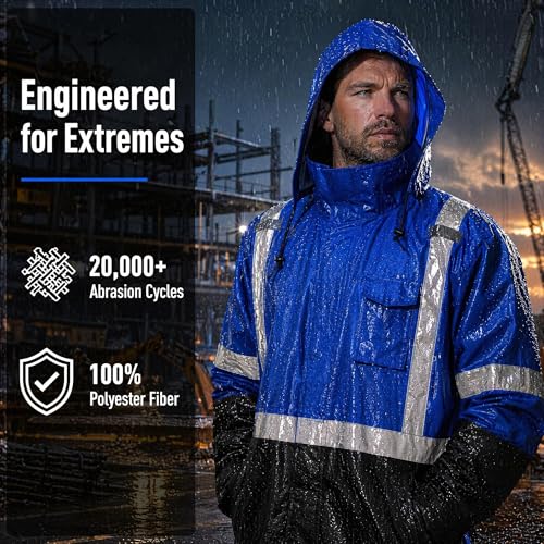Image of SRsafety High Visibility Rain Gear, Class 3 High Visibility Work Rain Gear for Men, Construction Rain Suits