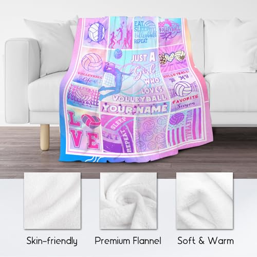 Custom Volleyball Blanket - 30x40 Inches Sports Throw Blanket for Kids - Pink Soft Fuzzy Blankets for Couch & Office