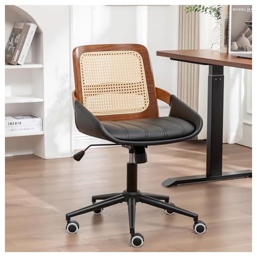 Ergonomic Office Chair with Stylish Rattan Back
