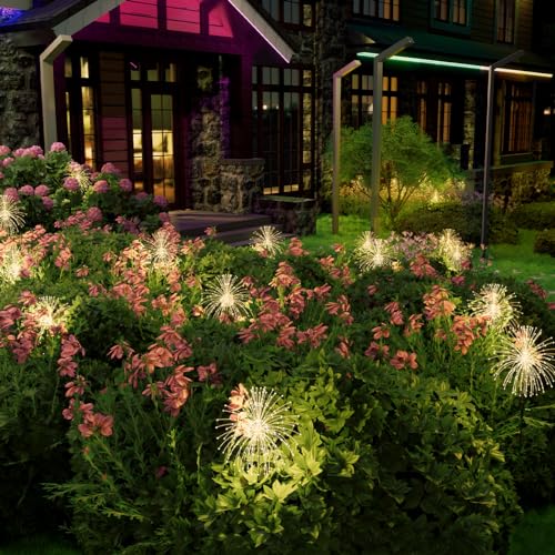 Honche-2-Pack-Solar-Firework-Lights-Plug-120LED-8-Modes-Solar-Garden-Colorful-Lights-Starburst-Lights-for-Pathway-Patio-Lawn-Backyard-Hoildy-Party-DecorativeWarm-White Honche 2 Pack Solar Firework Lights Plug 120LED 8 Modes Solar Garden Colorful Lights Starburst Lights for Pathway Patio Lawn Backyard Hoildy Party DecorativeWarm White
