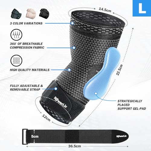 Image of POWERLIX 2Pack Elbow Compression Brace with Silicone Pads&Adjustable Straps