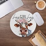 Funny Cow Mouse Pad,Cute Cow Floral Mousepad for Desk Home Office Dorm Computers Laptop Accessories,7.9×7.9 Inch