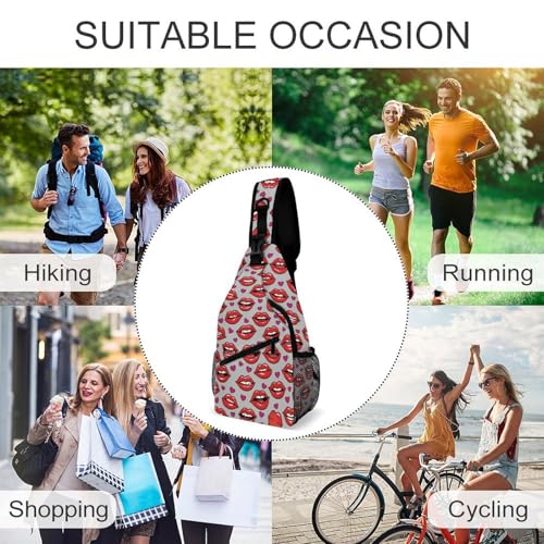 Mochila cruzada urbana ajustable ligera roja con diseño divertido miniatura 6