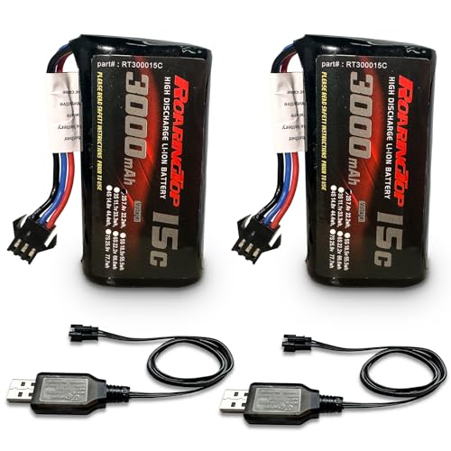 Batería Li-ION 7,4V 3000mAh 2S de RoaringTop con Conector SM-3P para Coches RC y Camiones de Juguete