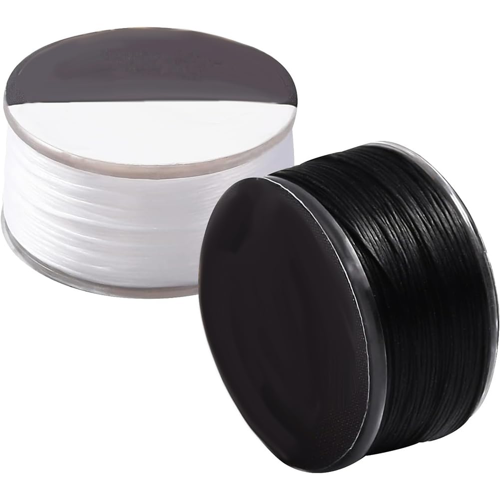 PH PandaHall 0.1mm Nylon Seed Bead Thread 100 Yards Black White Bracelet Cord Beading Thread Invisible Sewing String Nylon Braided String for Leather Stitching Beading Jewelry Bracelets Making