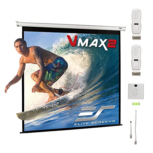 Image of Elite Screens VMAX 2, 170 Inch Motorized Projector Screen 1:1, Electric Wall Ceiling Mount, MaxWhite 1.1 Gain, IR RF Remote, 12V Trigger, 4K HDR, VMAX170XWS2