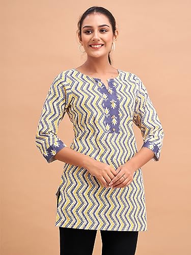 Image of feranoid Women Cotton Printed Short Kurti | Short Kurti for Women | Printed Cotton Kurti