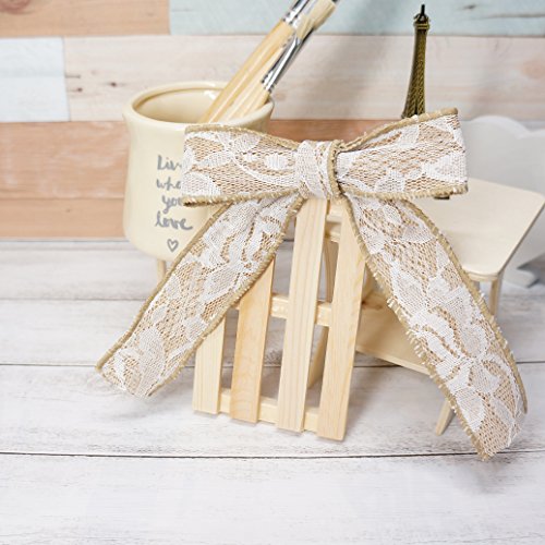Ct Craft Llc Burlap Ribbon With Lace Wired Ribbon For Christmas Home Decoration, Wedding, Gift Wrapping, Diy Crafts 1.5 Inch X 10 Yards, White/Natural #TOP3