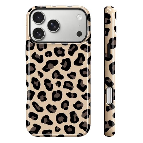 Image of Magnetic for iPhone 17 Pro Case for Women Men, Brown Leopard | Cool Cheetah Pattern Design [Compatible with MagSafe] 2-Layer Hybrid Shockproof Glossy Protective Cover