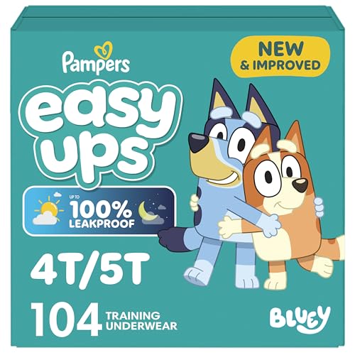 Pampers Training Pants - Easy Ups Boys & Girls Bluey - Size 4T-5T, 104 Count, Children's Potty Underwear (Packaging May Vary)