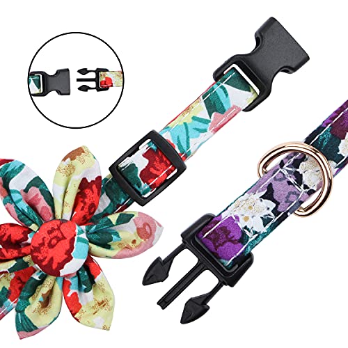 Faleela Dog Collar With Flower For Girl Dog,2 Pack Puppy Dog Collar Cute Girl Dog Collars With Breakaway Buckle， Adjustable For Small Medium And Large Dogs #TOP1