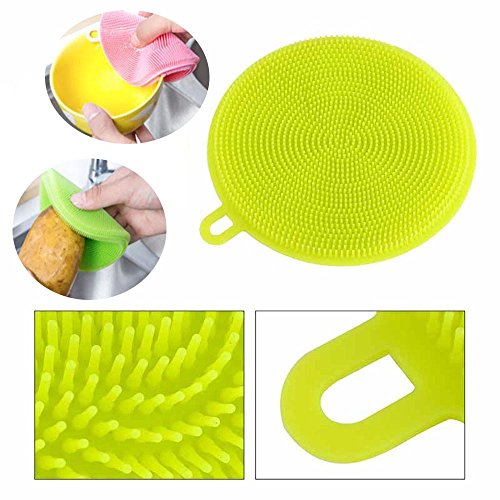 3 Pack Silicone Dish Scrubber Dishwashing Cleaning Brush, Fruit Vegetable Washer Heat Insulation Pad For Kitchen Wash Pot Pan,Non Stick Dishwashing Cloth Brushes (3) #TOP7