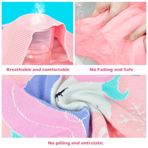 Image of Girls Unicorn Sweaters Kids Long Sleeve Cable Knit Sweater Chunky Pullover Jumper Fall Winter Pink