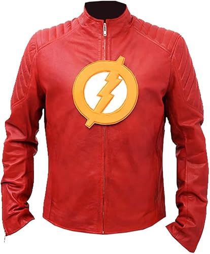JUFAH The Flash - Chaqueta de piel sintética para hombre, diseño de Helloween de película roja