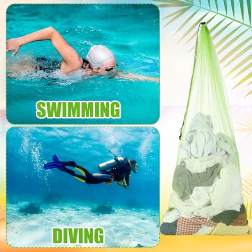 6 Pcs large Mesh Bag 24 x 48 inch Ball Mesh Drawstring Storage Sports Equipment Bag for Balls Beach4