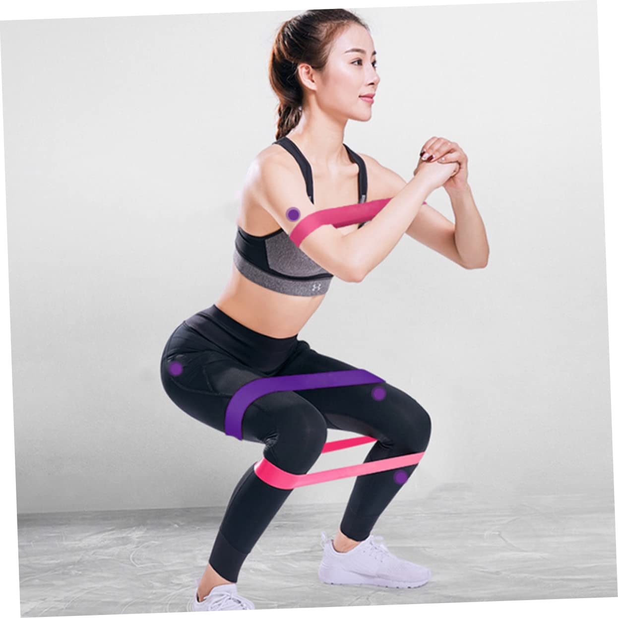 HANABASS Fasce Elastiche Per Fitness Set Bande Resistenti Antiscivolo Per Esercizi Yoga E Tonificazione Muscolare Per Donne E 5
