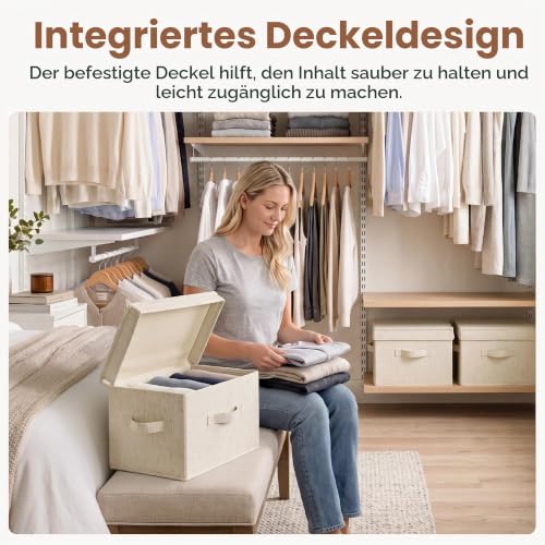 StorageWorks Aufbewahrungsboxen Stoff mit Deckel, Kleidung Aufbewahrungsbox mit Deckel, Faltbare Aufbewahrungskörbe mit Griffen… – Ansicht 5