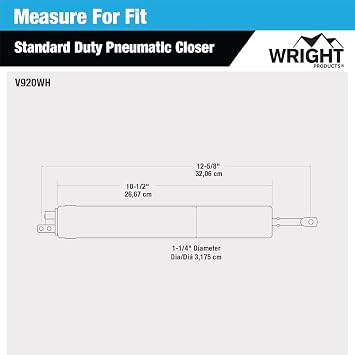 Wright Products - Standard Duty Pneumatic Screen and Storm Door Closer, White