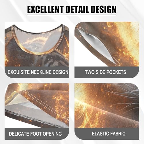 ALAZA Funny Tiger Animal Pajamas Set Short Sleeve Cotton Sleepwear Summer Pjs 2 Piece 5-14Y4