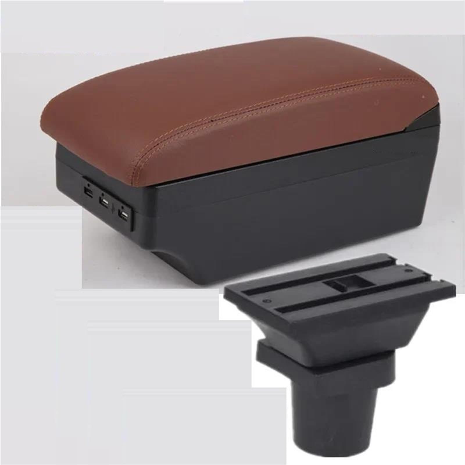 NMJLQW Storage Rack Car Interior Parts Center Storage Box Armrest Box With USB For FOCUS MK1(C brown 7USB)