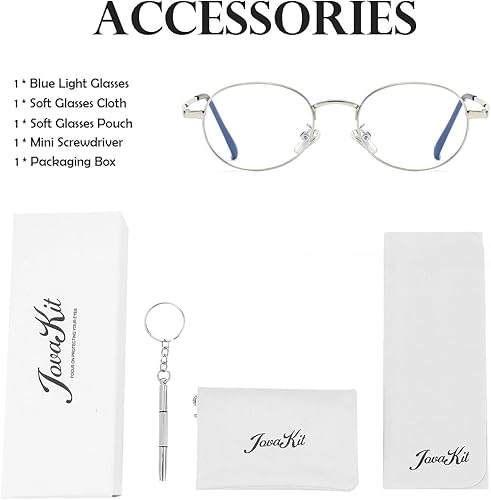 Miniatura 7 de JOVAKIT Lentes retro ovalados con bloqueo de luz azul para mujer, estilo vintage de los años 90, pequeños lentes ovalados para computadora con marco
