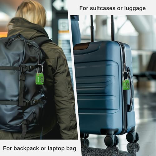 Puroma 2 Pack TSA Approved Luggage Locks, 4 Digit Combination Travel Locks Resettable Code Lock with Zinc Alloy Body for Suitcase, Toolbox, Backpack, Bag, Gym Locker (Green) - Image 7