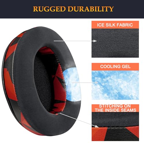 Image of SOULWIT Cooling Gel Earpads Cushions for Audio-Technica ATH M50X /M40X, HyperX Cloud /Alpha, SteelSeries Arctis, Ear Pads for Sony MDR-1ABT /1RBT /1RNC /7506, Turtle Beach Stealth 420X /600 - Red Storm