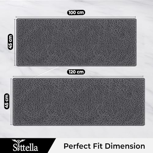 Image of SITTELLA Premium Microfiber Runner Mats Combo (45x100 & 45x120 CM) | Ultra Soft Plush Floor Rugs | Anti-Skid Backing | Super Absorbent & Quick Dry | Washable Kitchen, Hallway & Bedroom Runners | Grey
