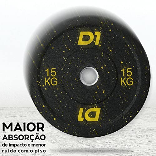 Par Anilha Olímpica Bumper Cross Training de Borracha Hi Temp 15kg D1fitness