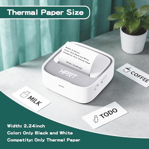 Image of HPRT S1 Bluetooth Thermal Label Printer, Portable Mini Inkless Sticker Maker with 1 Roll Paper, Compatible with iPhone & Android, for Home, School, Office, Travel, Kids. Free App with Templates