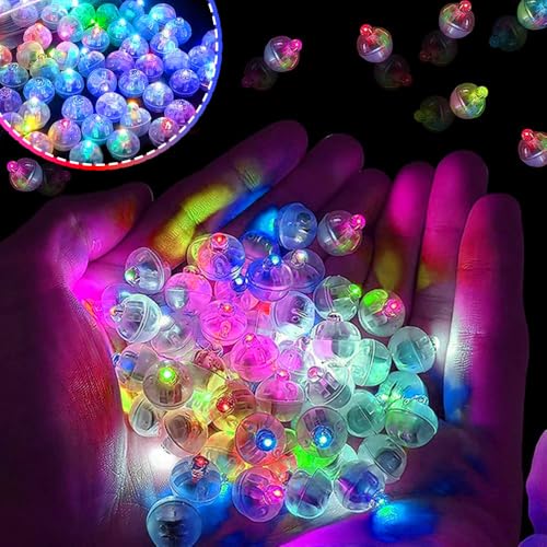 HuaMuDM 120 Piezas Mini Luces LED para Globos,LED Lámpara Globo,Reutilizable,Halloween,Navidad, Carnaval,Decoración de Fiestas de Bodas (Color)