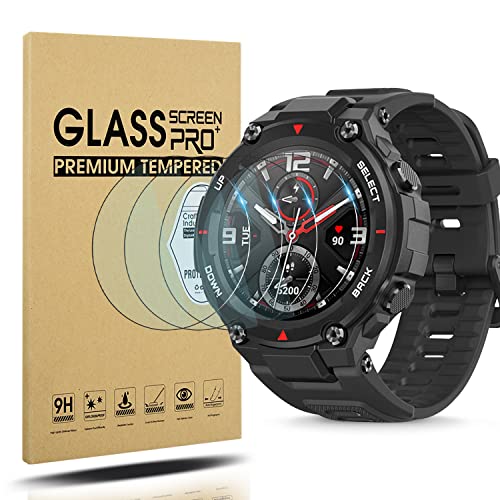 Diruite 4 Pack Compatible con Amazfit T-Rex 2 Cristal Templado Protector Pantalla,HD 9H Dureza Antiarañazos Protective Film para Amazfit T-Rex 2 Cristal Protector Cover
