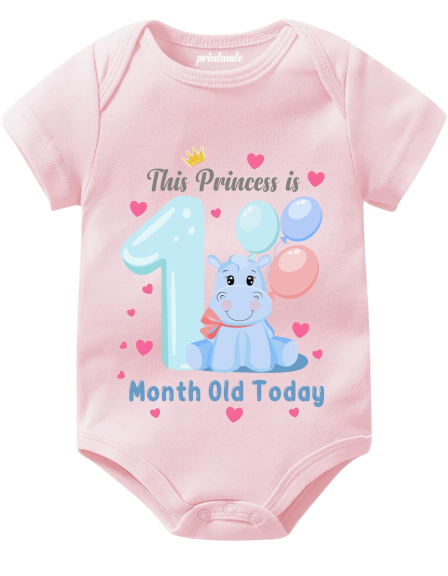 printmate One Month Birthday Cotton Romper for Baby Girl | Monthly Milestone Outfit | Soft Cotton Bodysuit-(DES_009)-picture-47