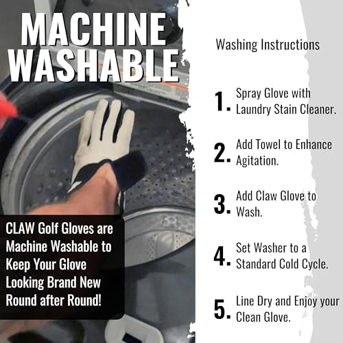 CADDYDADDY Claw Golf Gloves for Men | Flex-Mesh Design for Cool Ventilation | Lasts 3-5 Times Longer than Leather | Silicone-Web Coating for Maximum Grip | 100% Machine-Washable | WHITE | LH-CADET MED - Thumbnail 6