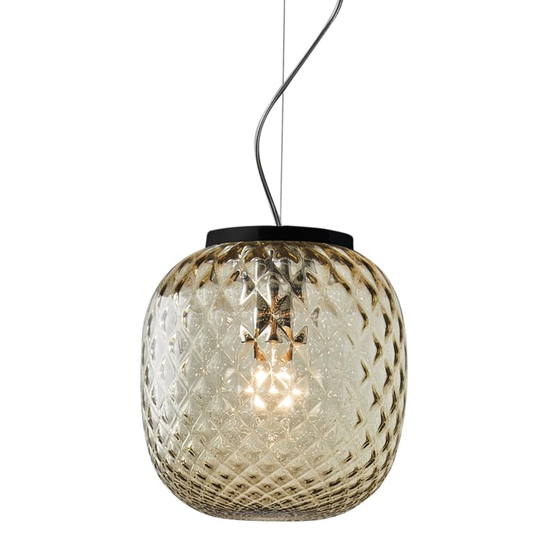 Suspension design Oban en métal et verre soufflé bouche de style élégant