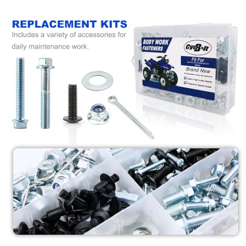 Image of ATV 200PCS Body Bolt Kit Fit for WARRIOR 350 GRIZZLY 300 125 450 350 400 550 600 70 660 700 GRIZZLY 80 90 GRIZZLY HUNTER WOLVERINE 350 Bodywork Screws Bolts Fasteners Kit