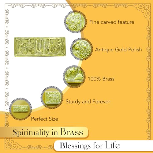 Image of Ekhasa Brass Shankh Chakra Tilak for Door | Tirupati Balaji Shank Chakra Tilak Hanging for Entrance | Lord Venkateswara Shanku Chakra Namam for Vasthu Decoration Items | Vishnu Sangu Chakra for Gift
