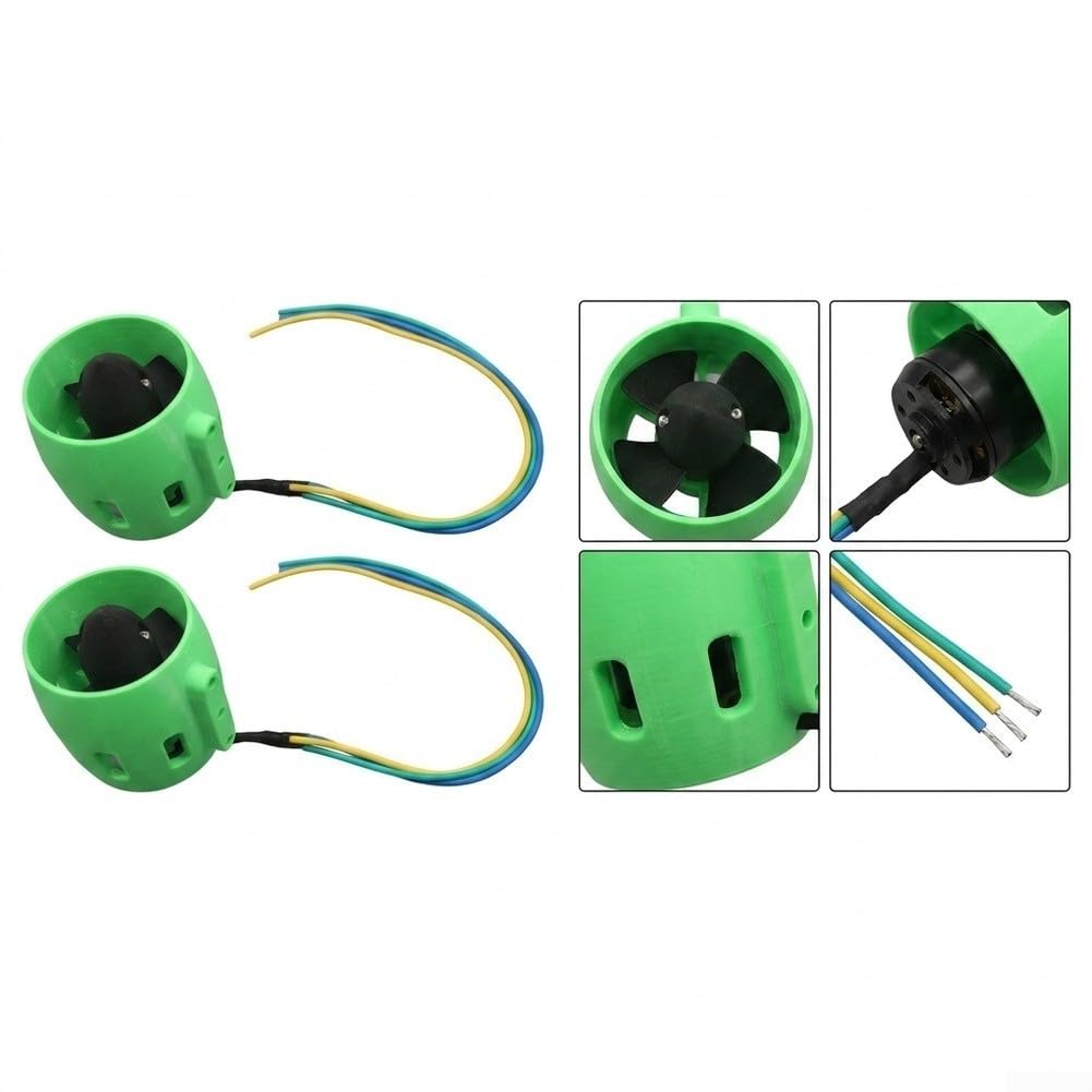 Juego de propulsores subacuáticos de plástico 70mm para kayak (verde) | Potencia de 300 W, funcionamiento de 12 V, juego de motor dual, ideal para barcos RC, alto rendimiento de empuje